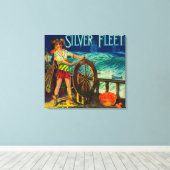 Silver Fleet Oranje LabelMentone, CA Canvas Afdruk (Insitu (Houten vloer))