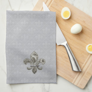 Silver Fleur de Lis Cloth Dishtowels Theedoek
