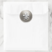 Silver Fleur de Lis Envelope Seal Embossed Kijk Ronde Sticker (Tas)