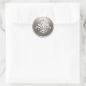 Silver Fleur de Lis Envelope Seal Embossed Kijk Ronde Sticker (Tas)