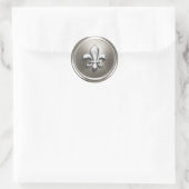 Silver Fleur de Lis Envelope Seal Embossed Kijk Ronde Sticker (Tas)