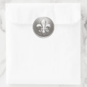 Silver Fleur de Lis Envelope Seal Embossed Kijk Ronde Sticker (Tas)