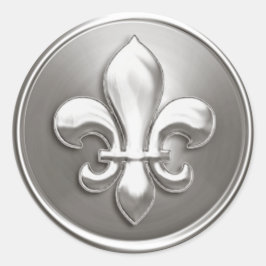 Silver Fleur de Lis Envelope Seal Embossed Kijk Ronde Sticker