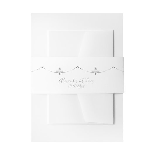 Silver Fleur de Lis Invitation Belly Band Uitnodigingen Wikkel (Voorkant Voorbeeld)
