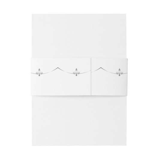 Silver Fleur de Lis Invitation Belly Band Uitnodigingen Wikkel (Achterkant Voorbeeld)