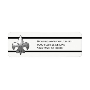 Silver Fleur de Lis met zwarte strepen Etiket