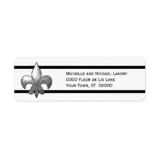 Silver Fleur de Lis met zwarte strepen Etiket