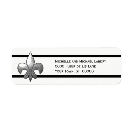 Silver Fleur de Lis met zwarte strepen Etiket (Voorkant)