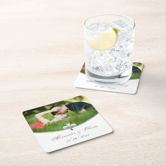 Silver Fleur de Lis Onderzetters voor fotoweddensc (Insitu)