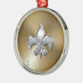 Silver Fleur-De-Lis op Gold Damask Metalen Ornament (Links)