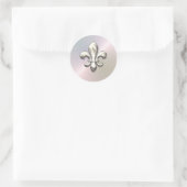 Silver Fleur de Lis op Pearl Ronde Sticker (Tas)
