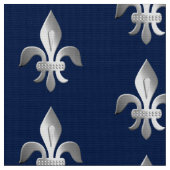 Silver Fleur-de-lis over indigo blue Stof (Close Up)