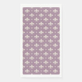 Silver Fleur De Lis-patroon op paarse achtergrond Servet (Voorkant)