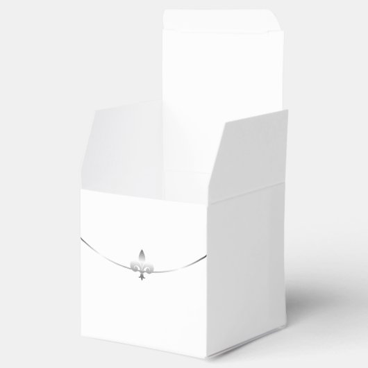 Silver Fleur de Lis Photo Wedding Favor Box Bedankdoosjes (Geopend)