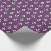 Silver Fleur de lys Floral Royal Paars Giftwrap Cadeaupapier (Hoek)