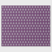 Silver Fleur de lys Floral Royal Paars Giftwrap Cadeaupapier (Vlak)