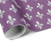 Silver Fleur de lys Floral Royal Paars Giftwrap Cadeaupapier (Rol Hoek)