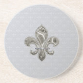 Silver Fleur de Lys Pattern Sandstone Onderzetter (Voorkant)