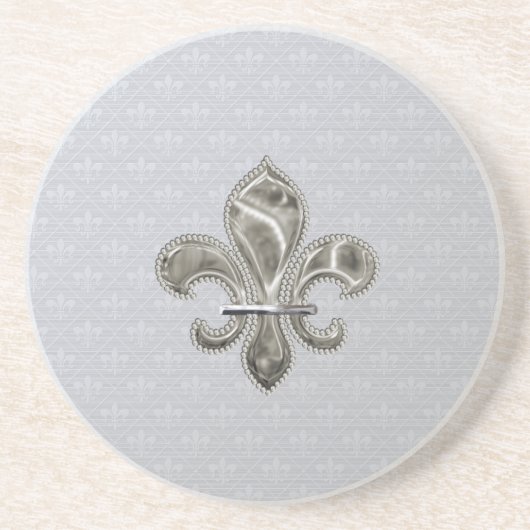 Silver Fleur de Lys Pattern Sandstone Onderzetter (Voorkant)