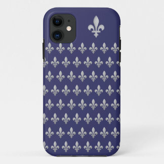 Silver Fleur de lys Royal Blue iPhone 5 Hoesje