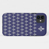 Silver Fleur de lys Royal Blue iPhone 5 Hoesje (Achterkant (horizontaal))