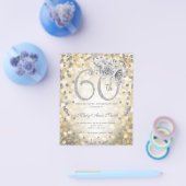 Silver Floral 60th Birthday Gold Lights Flyer (Enkel)