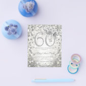 Silver Floral 60th Birthday Lights Flyer (Enkel)