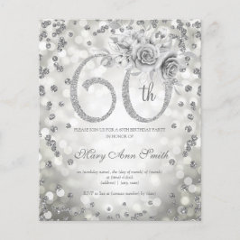 Silver Floral 60th Birthday Lights Flyer