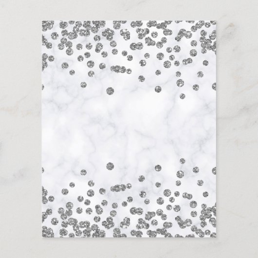 Silver Floral 60th Birthday Marble Invitation Flyer (Achterkant)