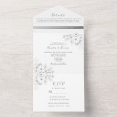 Silver Floral All-in-One bruiloft Uitnodigen All In One Uitnodiging (Binnen)