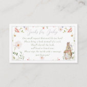 Silver Floral Baby Bunny Baby Shower Book Request Informatiekaartje (Voorkant)