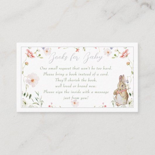Silver Floral Baby Bunny Baby Shower Book Request Informatiekaartje (Voorkant)
