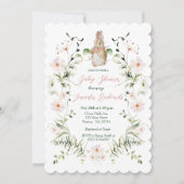 Silver Floral Baby Bunny Baby Shower Kaart (Voorkant)