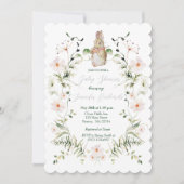 Silver Floral Baby Bunny Baby Shower Kaart (Voorkant)