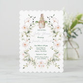 Silver Floral Baby Bunny Baby Shower Kaart (Staand voorkant)