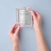 Silver floral blush roze budget bruiloft-uitnodigi flyer (Hand)