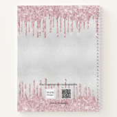 Silver floral blush roze glitter name dagboek notitieboek (Achterkant)