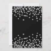 Silver Floral & Confetti 70th Birthday Party Black Kaart (Achterkant)
