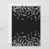 Silver Floral & Confetti 80th Birthday Party Black Kaart (Achterkant)