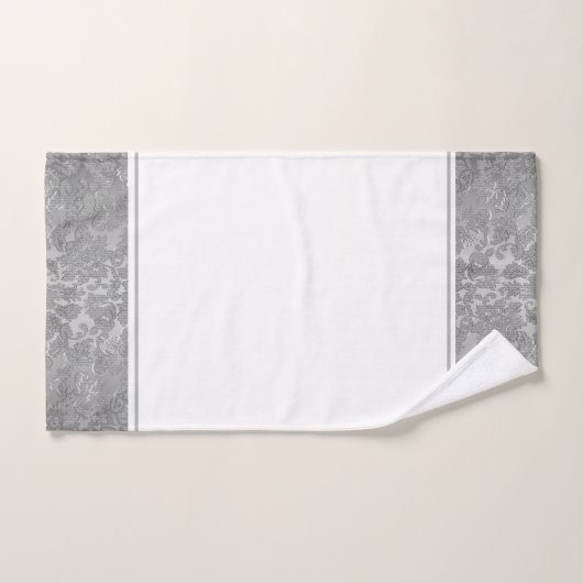 Silver Floral Damask Bad Handdoek (Handdoek)