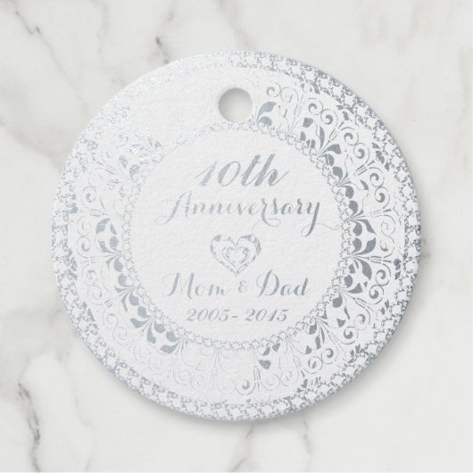 Silver Floral Damask Bedankjes Labels (Voorkant)