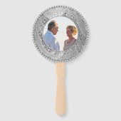 Silver Floral Damask Jubileum Hand Fan Handwaaier (Achterkant)