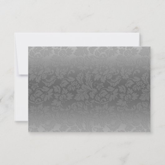 Silver Floral Damask Pattern RSVP Kaartje (Achterkant)