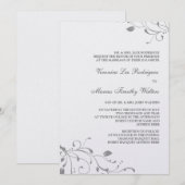 Silver Floral Decal Invitation Kaart (Voorkant / Achterkant)