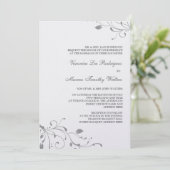 Silver Floral Decal Invitation Kaart (Staand voorkant)