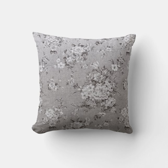 Silver Floral Design Luxury Pillow Kussen (Voorkant)