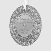 Silver Floral Diamond 50th Wedding Jubileum Ornament (voorkant)