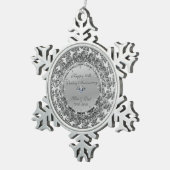 Silver Floral Diamond 50th Wedding Jubileum Tin Sneeuwvlok Ornament (Rechts)