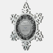 Silver Floral Diamonds 50th Wedding Jubileum Tin Sneeuwvlok Ornament (Rechts)