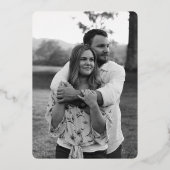 Silver Floral Dusty Blue Wedding Folie Invitation Folie Uitnodiging (Achterkant)